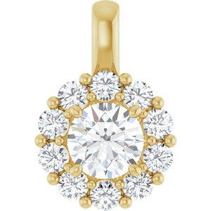 14K Yellow Gold Round 5.5Mm G-H Si1-Si2 1 Ctw Lab-Grown Diamond Halo-Style Pendant