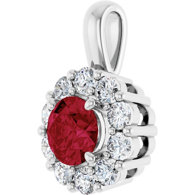 14K Yellow Or White Gold Round  5.2Mm  Si2-Si3, Gh Polished Lab-Grown Gem And 1/3 Ctw Lab-Grown Diamond Pendant