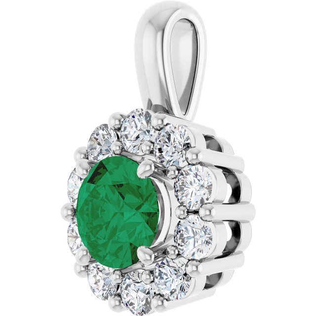 14K Yellow Or White Gold Round  5.2Mm  Si2-Si3, Gh Polished Lab-Grown Gem And 1/3 Ctw Lab-Grown Diamond Pendant