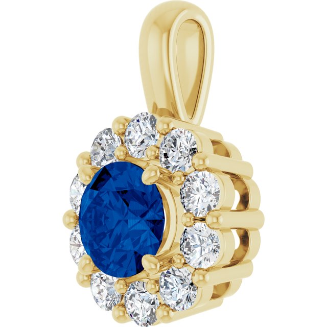 14K Yellow Or White Gold Round  5.2Mm  Si2-Si3, Gh Polished Lab-Grown Gem And 1/3 Ctw Lab-Grown Diamond Pendant