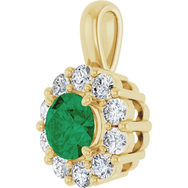 14K Yellow Or White Gold Round  5.2Mm  Si2-Si3, Gh Polished Lab-Grown Gem And 1/3 Ctw Lab-Grown Diamond Pendant