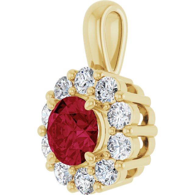 14K Yellow Or White Gold Round  5.2Mm  Si2-Si3, Gh Polished Lab-Grown Gem And 1/3 Ctw Lab-Grown Diamond Pendant