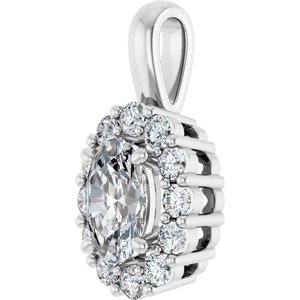 14K White Gold Oval 6 X 4Mm G-H Si 3/4 Ctw Lab-Grown Diamond Halo-Style Pendant