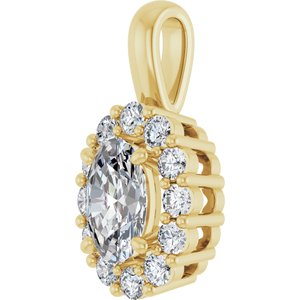 14K Yellow Gold Oval 6 X 4Mm G-H Si 3/4 Ctw Lab-Grown Diamond Halo-Style Pendant
