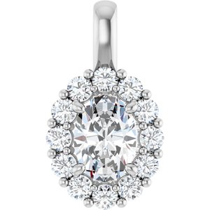 14K White Gold Oval 7 X 5Mm G-H Si 1 1/6 Ctw Lab-Grown Diamond Halo-Style Pendant