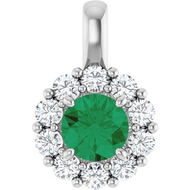 14K Yellow Or White Gold Round  5.2Mm  Si2-Si3, Gh Polished Lab-Grown Gem And 1/3 Ctw Lab-Grown Diamond Pendant