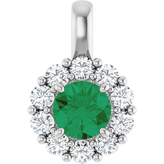 14K Yellow Or White Gold Round  5.2Mm  Si2-Si3, Gh Polished Lab-Grown Gem And 1/3 Ctw Lab-Grown Diamond Pendant