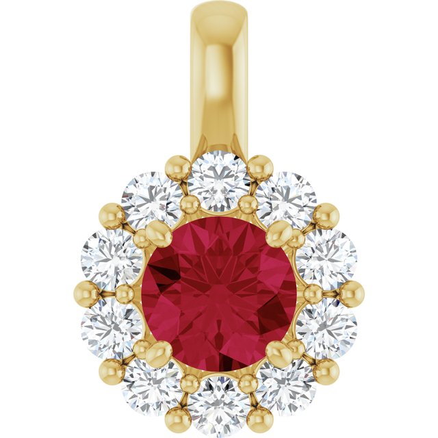 14K Yellow Or White Gold Round  5.2Mm  Si2-Si3, Gh Polished Lab-Grown Gem And 1/3 Ctw Lab-Grown Diamond Pendant