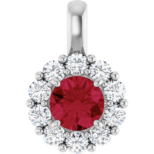 14K Yellow Or White Gold Round  5.2Mm  Si2-Si3, Gh Polished Lab-Grown Gem And 1/3 Ctw Lab-Grown Diamond Pendant