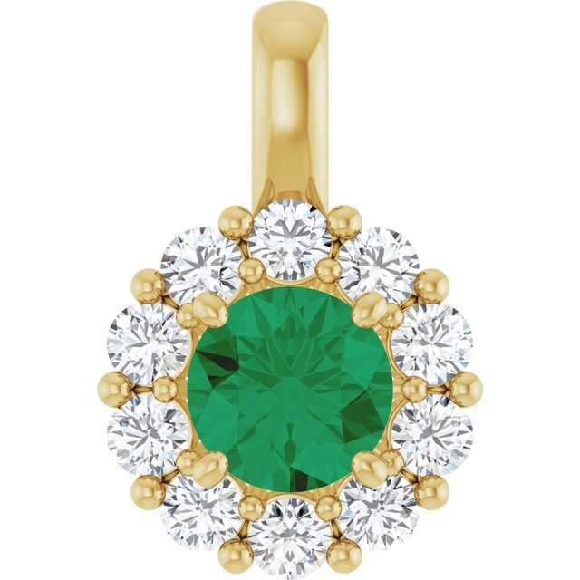 14K Yellow Or White Gold Round  5.2Mm  Si2-Si3, Gh Polished Lab-Grown Gem And 1/3 Ctw Lab-Grown Diamond Pendant