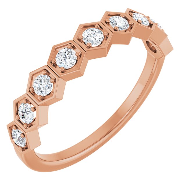 14K Rose Gold Round 2.2 Mm Polished 1/3 Ctw Lab-Grown Diamond Stackable Ring, Size 7