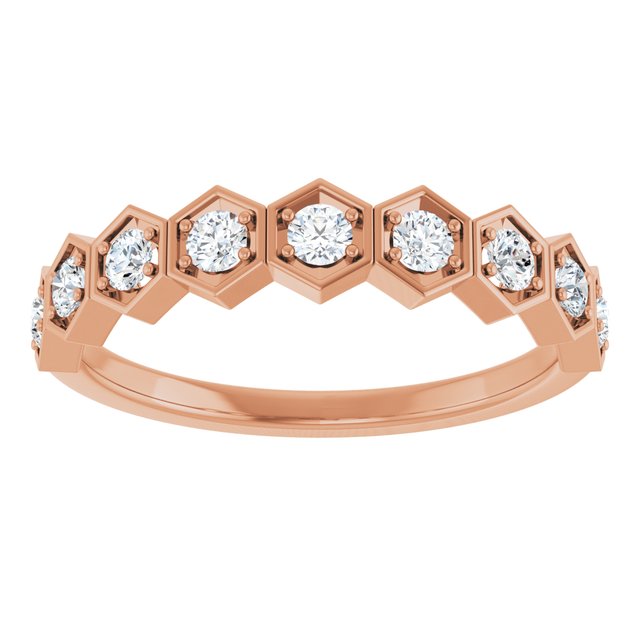 14K Rose Gold Round 2.2 Mm Polished 1/3 Ctw Lab-Grown Diamond Stackable Ring, Size 7