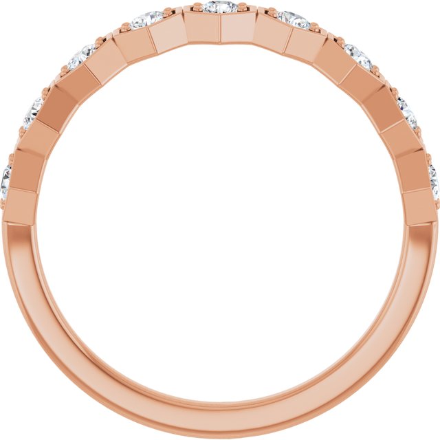 14K Rose Gold Round 2.2 Mm Polished 1/3 Ctw Lab-Grown Diamond Stackable Ring, Size 7