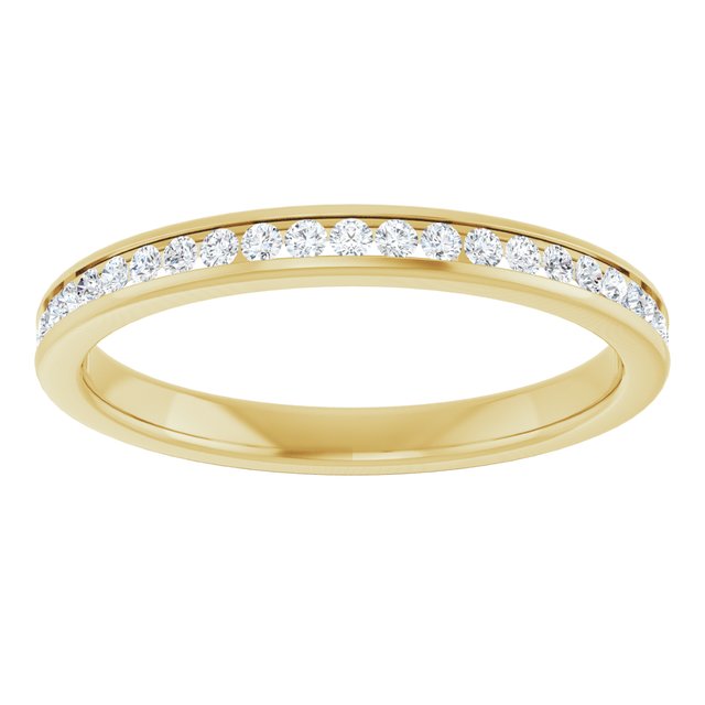 14K Yellow Gold Round 1.3 Mm Polished 1/5 Ctw Natural Diamond Anniversary Band, Size 7