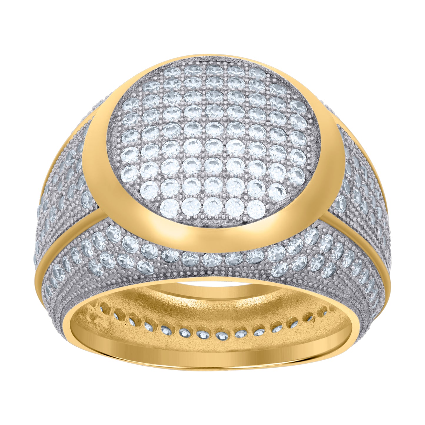 Sterling Silver Yellow-Tone Mens Cubic-Zirconia Fashion Bridal Anniversary Wedding Engagement Band Ring