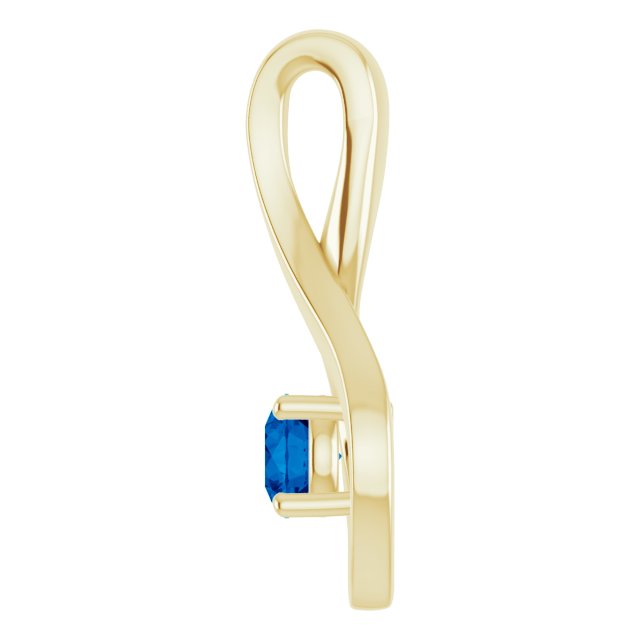 14K Yellow Gold Round  4 Mm Polished Natural Blue Sapphire Pendant