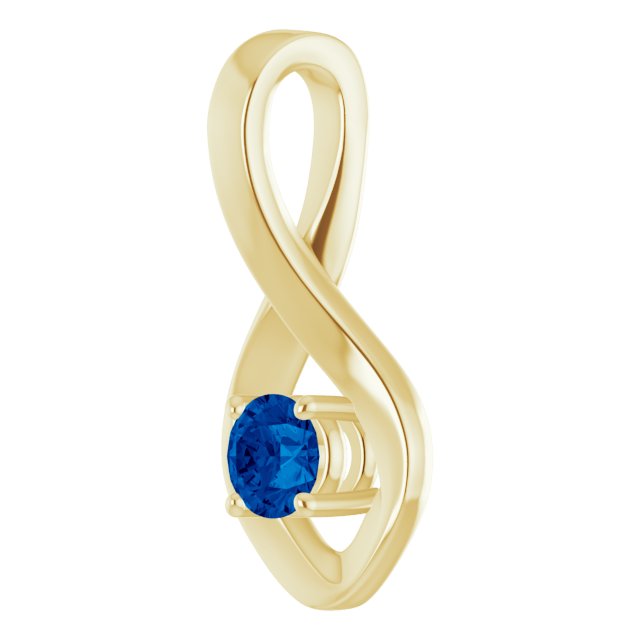 14K Yellow Gold Round  4 Mm Polished Natural Blue Sapphire Pendant