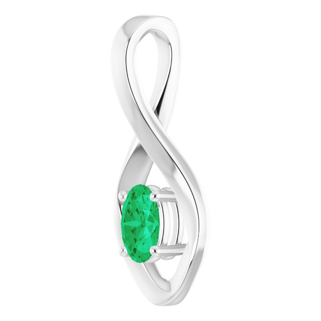 14K White Gold Oval  6 X 4 Mm Polished Natural Gemtone Pendant
