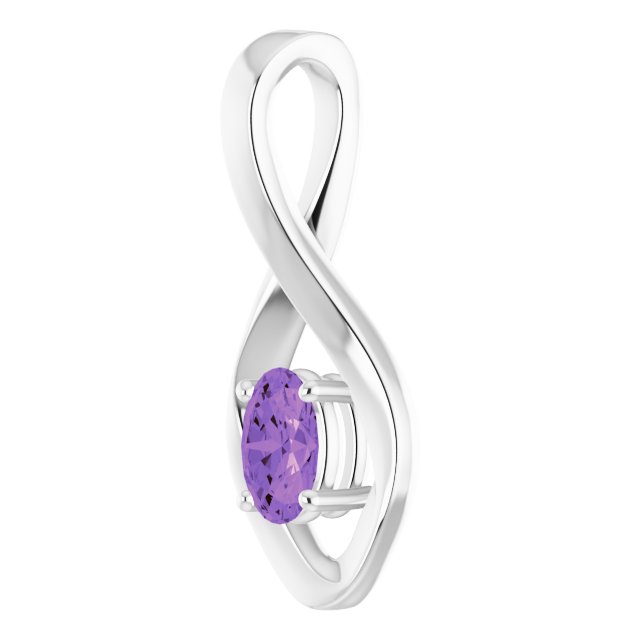 14K White Gold Oval  6 X 4 Mm Polished Natural Gemtone Pendant