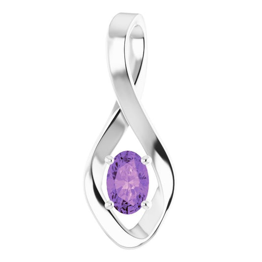 14K White Gold Oval  6 X 4 Mm Polished Natural Gemtone Pendant