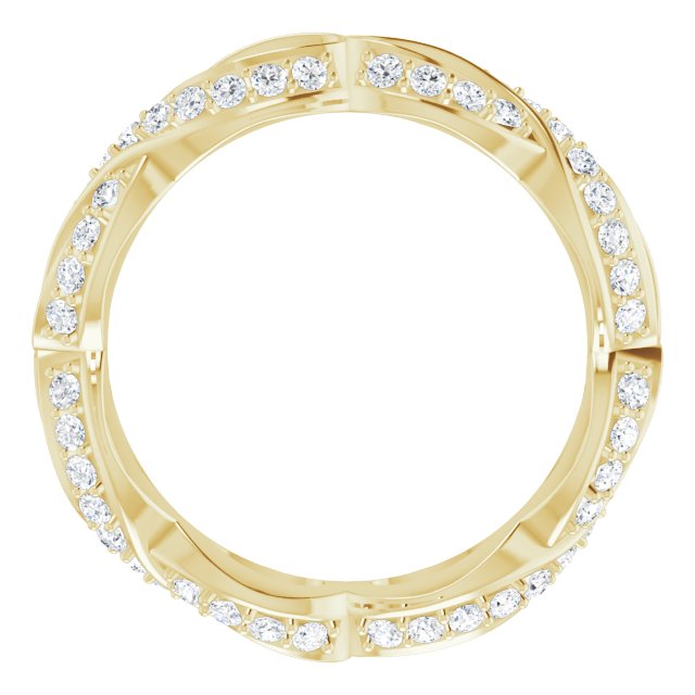 14K Yellow Gold Round 1.2 Mm Si2-Si3, G-H Polished 5/8 Ctw Natural Diamond Sculptural Eternity Band, Size 8