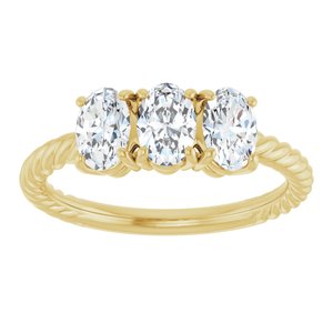 14K Yellow Gold 3-Stone Oval 8 X 6 Mm Lab-Grown Diamond Polished 3 Ctw Lab-Grown Diamond 3-Stone Ring Size 7