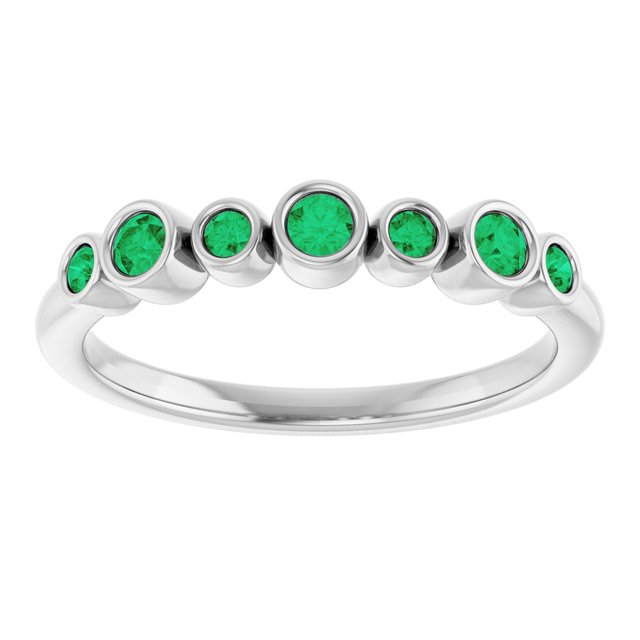 14K Yellow Or White Gold Round 2.25 Mm Polished Lab-Grown Emerald Ring, Size: 7