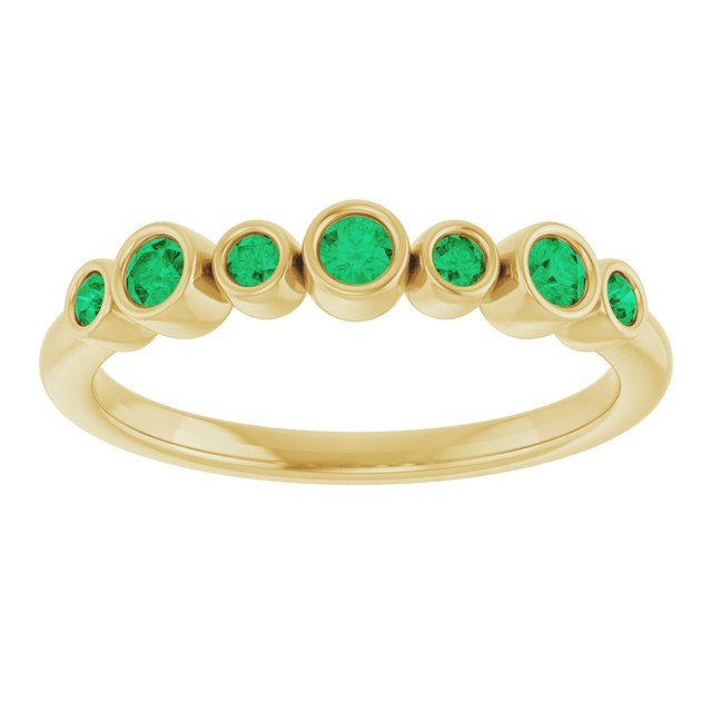 14K Yellow Or White Gold Round 2.25 Mm Polished Lab-Grown Emerald Ring, Size: 7