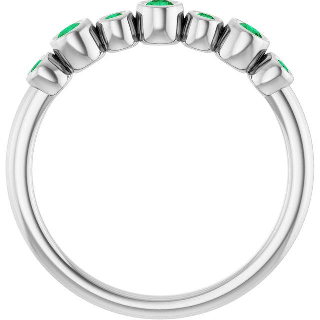 14K Yellow Or White Gold Round 2.25 Mm Polished Lab-Grown Emerald Ring, Size: 7