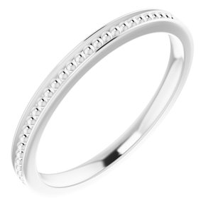 14K White Gold Stackable Bead Ring Size 7