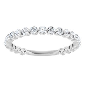 14K White Gold Round 2 Mm Polished 3/4 Ctw Lab-Grown Diamond Anniversary Band Size 7