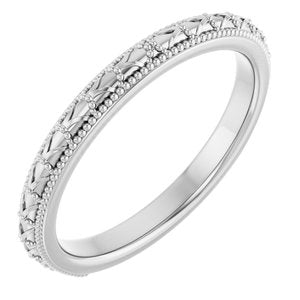 Platinum Polished Vintage-Inspired Universal Band Size 7