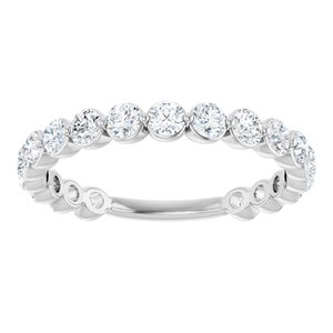 14K White Gold Round 2.5 Mm Polished 1 1/6 Ctw Lab-Grown Diamond Anniversary Band Size 7