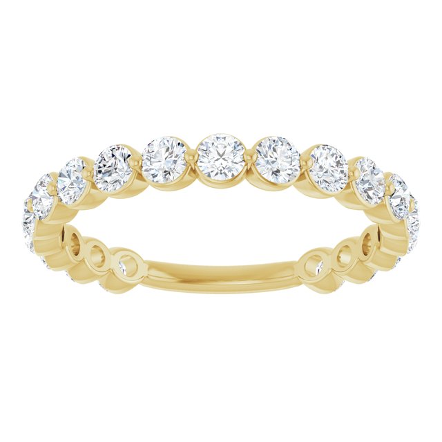 14K Yellow Gold Round 2.5 Mm Polished 1 1/6 Ctw Natural Diamond Anniversary Band, Size 7