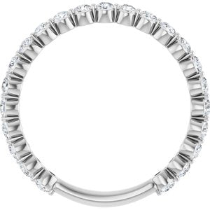 14K White Gold Round 2 Mm Polished 3/4 Ctw Lab-Grown Diamond Anniversary Band Size 7