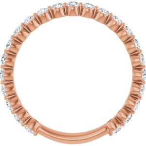14K Rose Gold Round 2 Mm Polished 3/4 Ctw Lab-Grown Diamond Anniversary Band Size 7