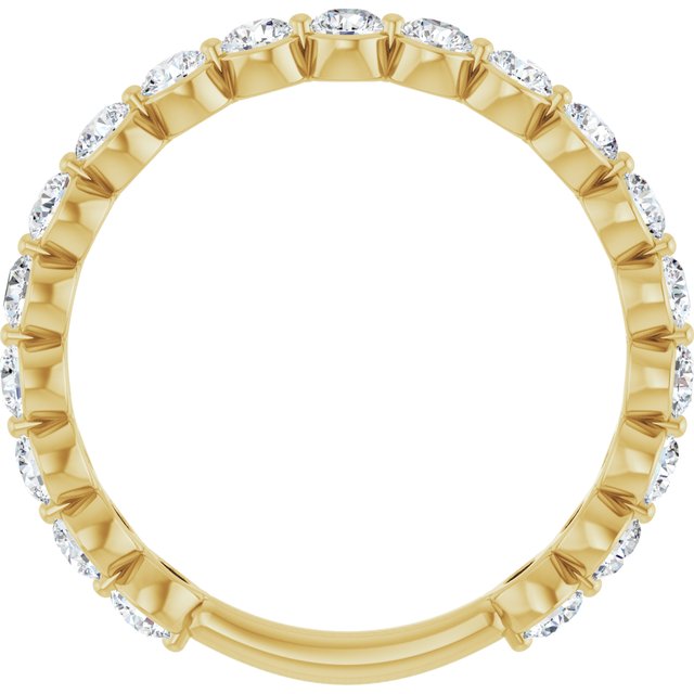 14K Yellow Gold Round 2.5 Mm Polished 1 1/6 Ctw Natural Diamond Anniversary Band, Size 7