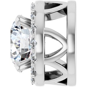 14K White Gold Lab-Grown Diamond Round 5.2 Mm Lab-Grown Diamond Polished 5/8 Ctw Lab-Grown Diamond Halo-Style Pendant