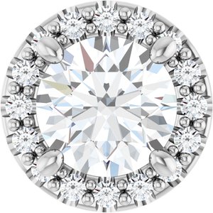 14K White Gold Lab-Grown Diamond Round 5.2 Mm Lab-Grown Diamond Polished 5/8 Ctw Lab-Grown Diamond Halo-Style Pendant