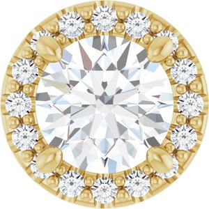 14K Yellow Gold Lab-Grown Diamond Round 5.2 Mm Lab-Grown Diamond Polished 5/8 Ctw Lab-Grown Diamond Halo-Style Pendant