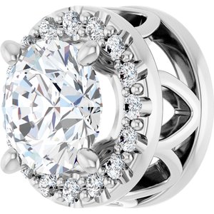 14K White Gold Lab-Grown Diamond Round 5.2 Mm Lab-Grown Diamond Polished 5/8 Ctw Lab-Grown Diamond Halo-Style Pendant