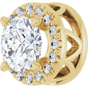 14K Yellow Gold Lab-Grown Diamond Round 5.2 Mm Lab-Grown Diamond Polished 5/8 Ctw Lab-Grown Diamond Halo-Style Pendant