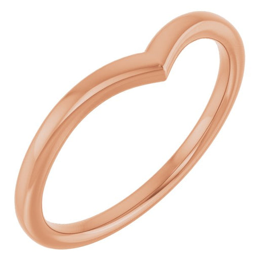 10K Rose Gold Polished V Contour Band, Size 7