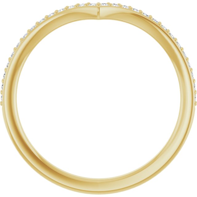 14K Yellow Gold Round 1 Mm Polished 1/8 Ctw Natural Diamond Band, Size 7