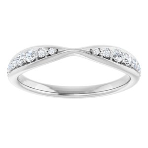 14K White Gold Lab-Grown Diamond Round Lab-Grown Diamond Polished 1/5 Ctw Lab Grown Diamond Pinched Contour Band Size 7