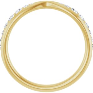 14K Yellow Gold Lab-Grown Diamond Round Lab-Grown Diamond Polished 1/5 Ctw Lab Grown Diamond Pinched Contour Band Size 7
