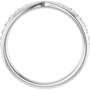 14K White Gold Lab-Grown Diamond Round Lab-Grown Diamond Polished 1/5 Ctw Lab Grown Diamond Pinched Contour Band Size 7