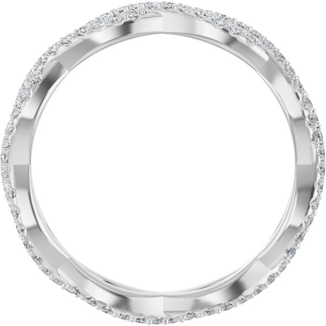 14K White Gold Round 1 Mm Si2-Si3, G-H Polished 1/3 Ctw Natural Diamond Infinity-Inspired Eternity Band, Size 7