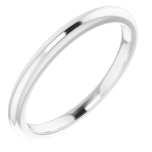 Platinum Round 7.4 Mm Polished Band, Size 7