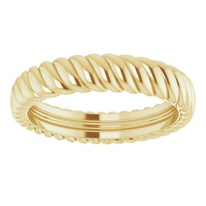 14K Yellow Gold 3.5 Mm Polished Rope Band Size 4